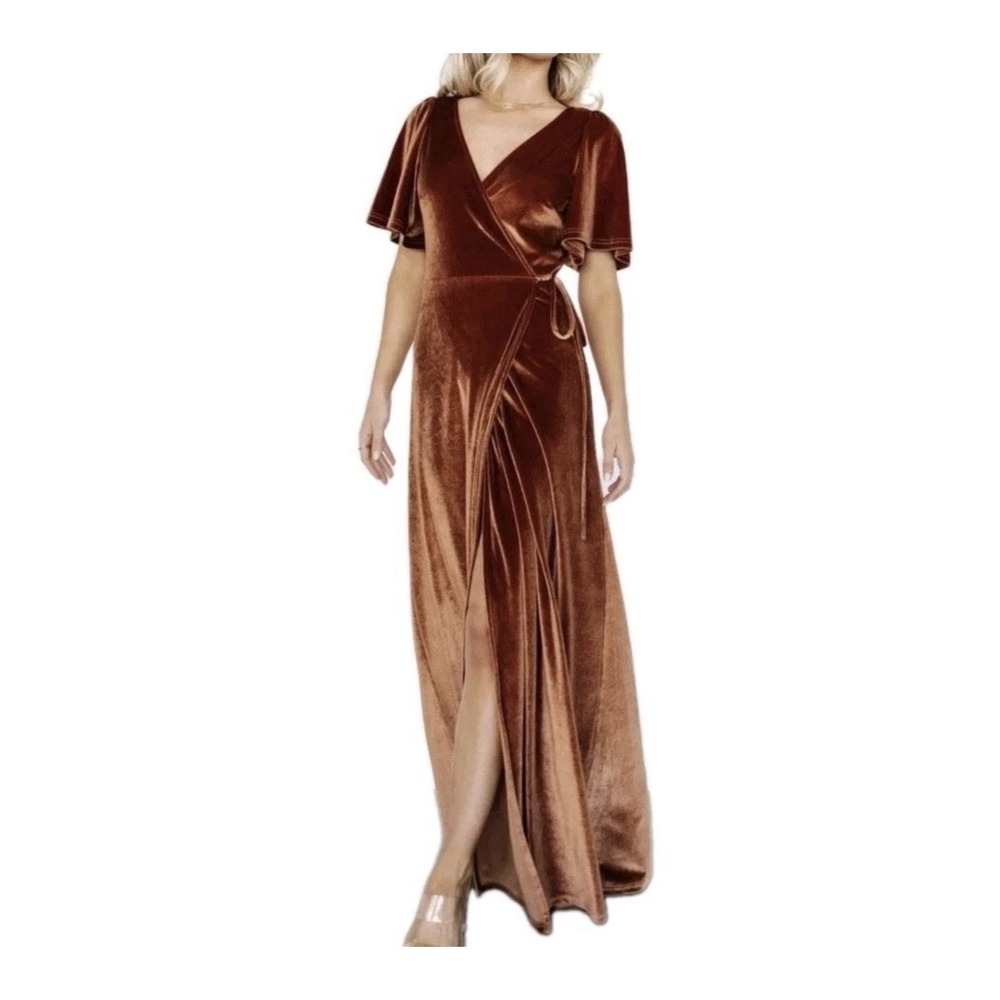 Baltic Born Meghan Velvet Wrap Maxi Dress XXL Rust Orange Wedding Bridesmaid
